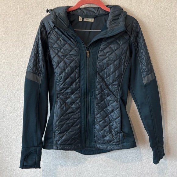 Athleta Quilted Puffer Zip Front Blue Jacket Hooded Womens‎ XS - Picture 1 of 9